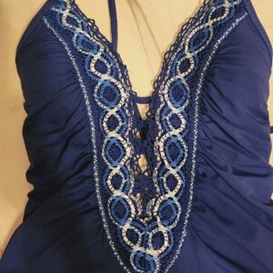 Becca Embroidered One Piece Sexy Swim, Small/Med., New with Tags